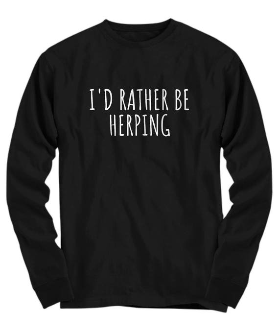 Herpetology Shirt - Herpetologist Gift Idea - I'd Rather Be Herping - Funny Reptiles Present - Long Sleeve Tee