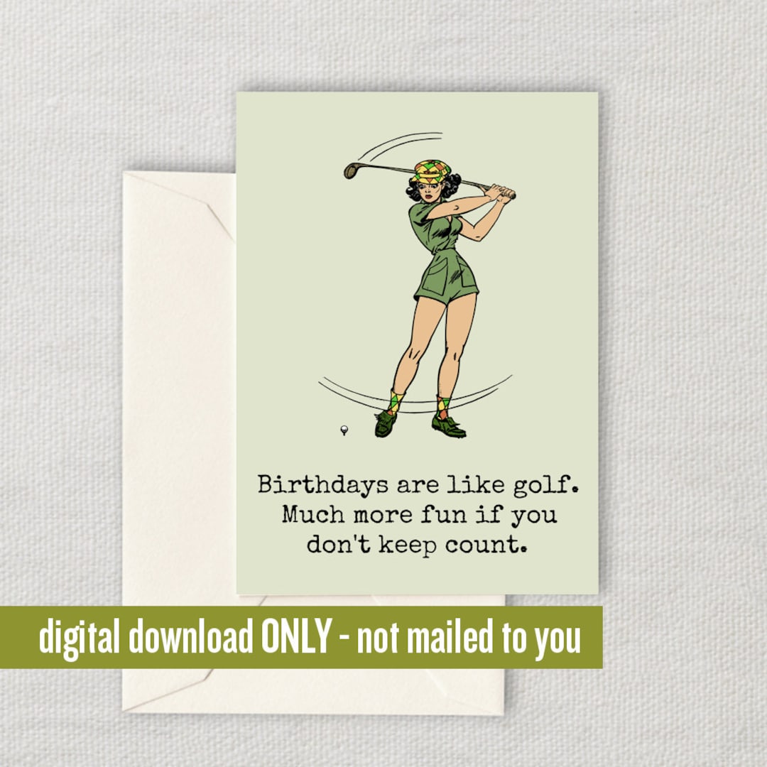 Funny Golf Birthday Card - Golf Printable Card - Downloadable Golf ...