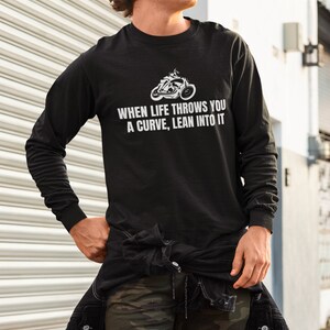 Biker-T-shirt - Motorcykelförargåva - När livet kastar dig en kurva - Motorcykeltröja - Långärmad T-shirt bild 4