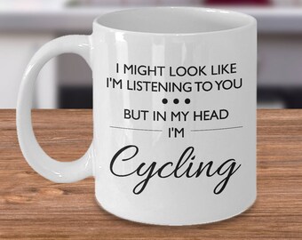 Grappige fietsbeker - fietscadeau - fietscadeau - fietser verjaardagscadeau - fietsbeker - in mijn hoofd fiets ik - verjaardagscadeau