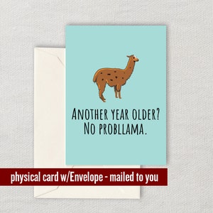 Funny Llama Card - Llama Birthday Card - Llama Lover Card - Llama Greeting Card - No Probllama