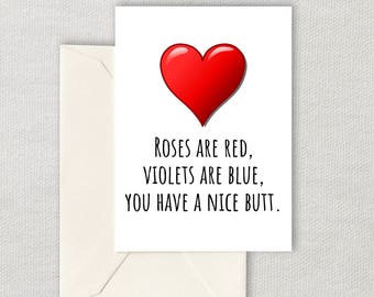 Funny Printable Valentine - Sexy Love Card - Anniversary Printable - Nice Butt - Last Minute Card