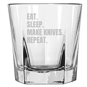 Knife Maker Gift - Knife Making Rocks Glass - Whiskey Tumbler - Bladesmith Gift - Knifemaker Present - Eat Sleep Make Knives