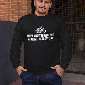 Biker-T-shirt - Motorcykelförargåva - När livet kastar dig en kurva - Motorcykeltröja - Långärmad T-shirt bild 9