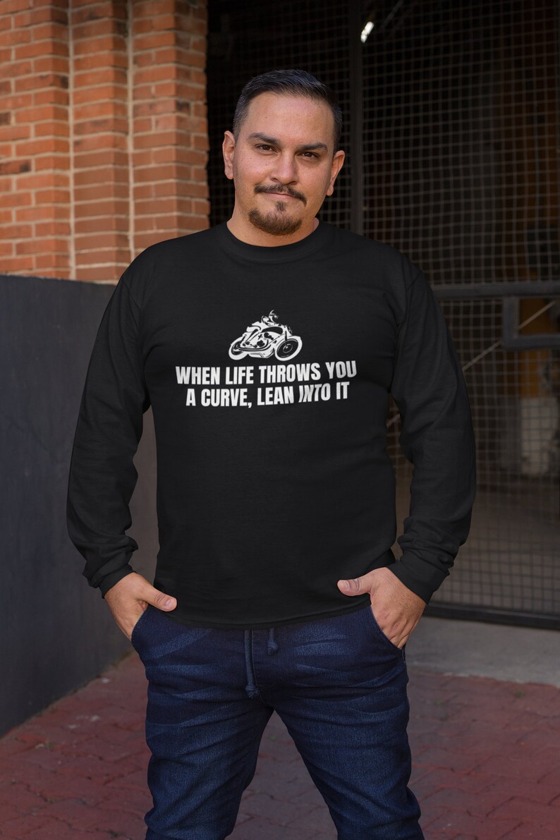 Biker-T-shirt - Motorcykelförargåva - När livet kastar dig en kurva - Motorcykeltröja - Långärmad T-shirt bild 9