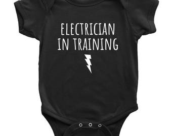 Cute Electrician Baby One-piece - Electrician In Training - Baby Shower or First Birthday Gift - Many Sizes And Colors - All Cotton
