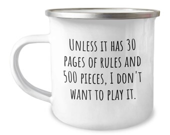 Board Game Gift - Funny Board Games Mug - Tabletop Games Gift - 30 Pages Of Rules And 500 Pieces - Camper Mug - Enamel Camping Mug