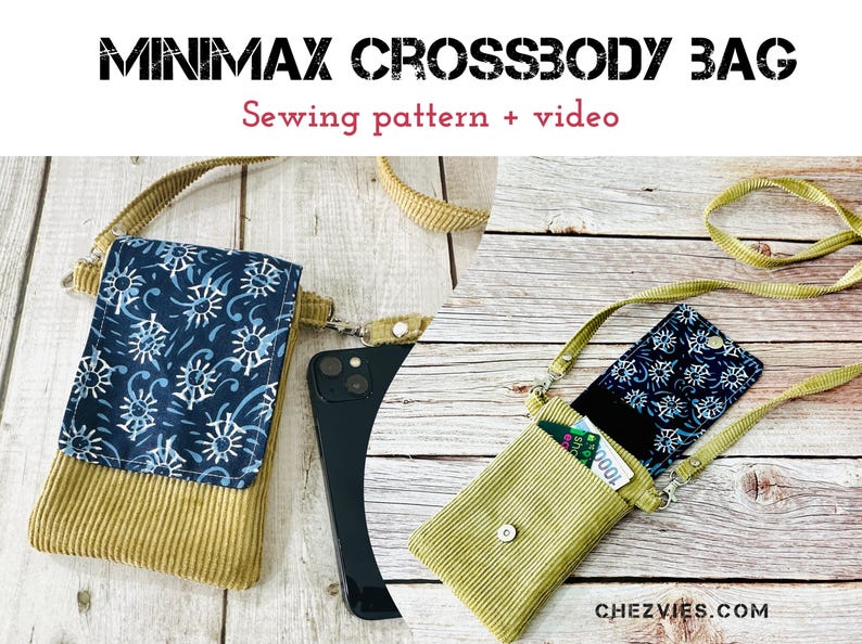 MiniMax Crossbody Phone Bag Sewing Pattern: 3 Sizes, Video Tutorial (PDF Pattern) image 3