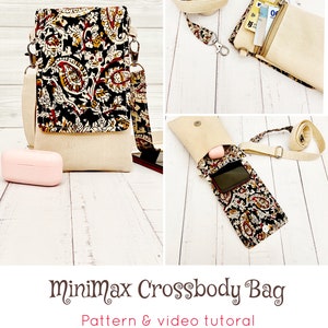 MiniMax Small Crossbody Phone Bag Pattern with 3 sizes templates and video tutorials, Cross Body Bag, Small Sling Bag, Shoulder Bag Pattern image 4