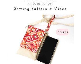 MiniMax Crossbody Handytasche Schnittmuster: 3 Größen, Video Anleitung (PDF Pattern)