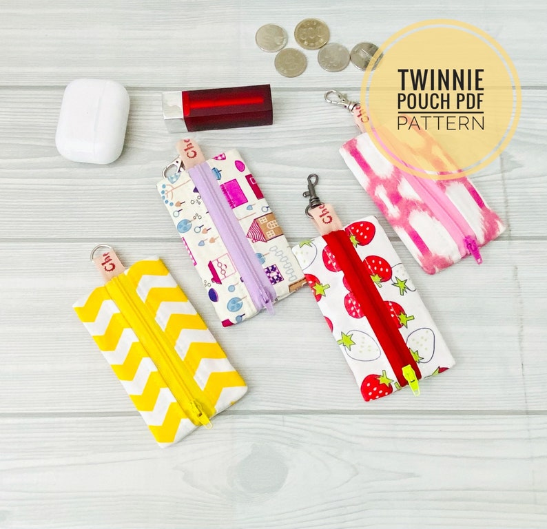 Twinnie Pouch Mini Keychain Wallet Sewing Pattern, Coin Change Purse Pattern, Small Wallet Tutorial, Full Scale Templates, Video Tutorial image 8