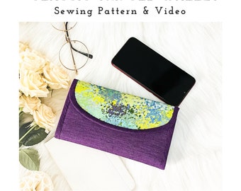 Classic Trifold Wallet PdF Sewing Pattern, Fabric Wallets Tutorial, Cardholder, Clutch Purse Pattern with Video Tutorial