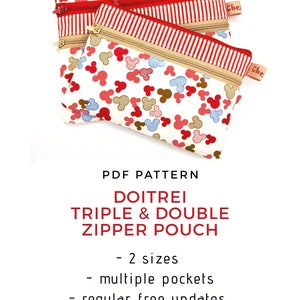 Easy Double and Triple Zipper Wallet Pdf Sewing Pattern, Zippered EDC Pouch Pattern, Small Purse, Small Zipper Bag Pattern, Beginner Sewing image 7