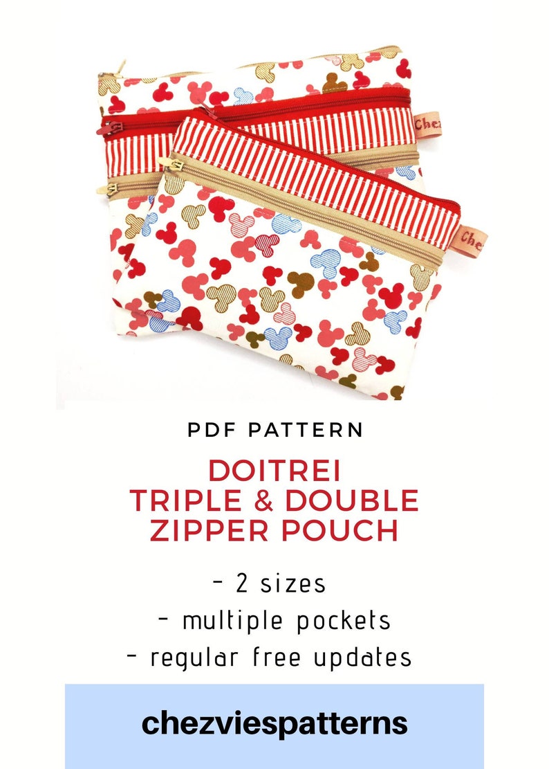 Easy Double and Triple Zipper Wallet Pdf Sewing Pattern, Zippered EDC Pouch Pattern, Small Purse, Small Zipper Bag Pattern, Beginner Sewing image 7