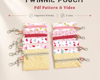 Twinnie Pouch Sewing Pattern: Mini Keychain Wallet Tutorial (PDF Pattern)