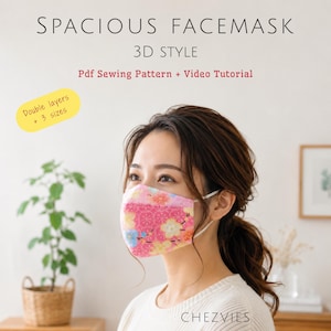 Molde para máscara facial espaçosa: 3 tamanhos (molde em PDF)