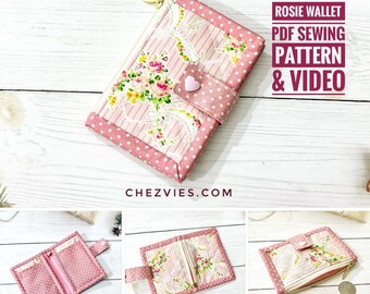 ロージーキーチェーンウォレットの縫製パターン、二つ折りカードホルダー（PDF）