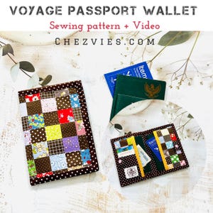Padrão de carteira pequena para passaporte Voyage para 4 PDF com modelos completos e tutorial em vídeo, padrão de carteira para iniciantes, padrão de porta-passaporte