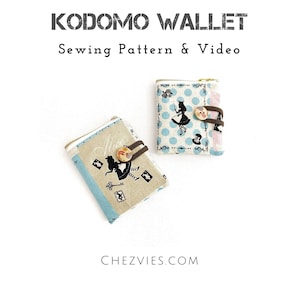 Kodomo Wallet Pdf Sewing Pattern with Video Tutorial, Fabric Wallet Pattern for Beginners with Full Templates