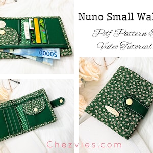 Nuno Small Wallet Sewing Pattern with Full Templates and Video Tutorial, Zipper Wallet Patterns, Small Purse DIY