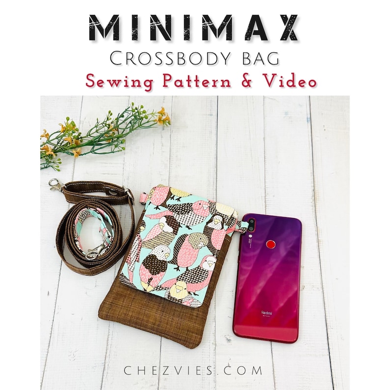 MiniMax Crossbody Phone Bag Sewing Pattern: 3 Sizes, Video Tutorial (PDF Pattern) image 5