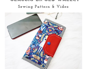 二つ折り財布の裁縫パターン（PDF）、初心者向けDIY財布（動画付き）