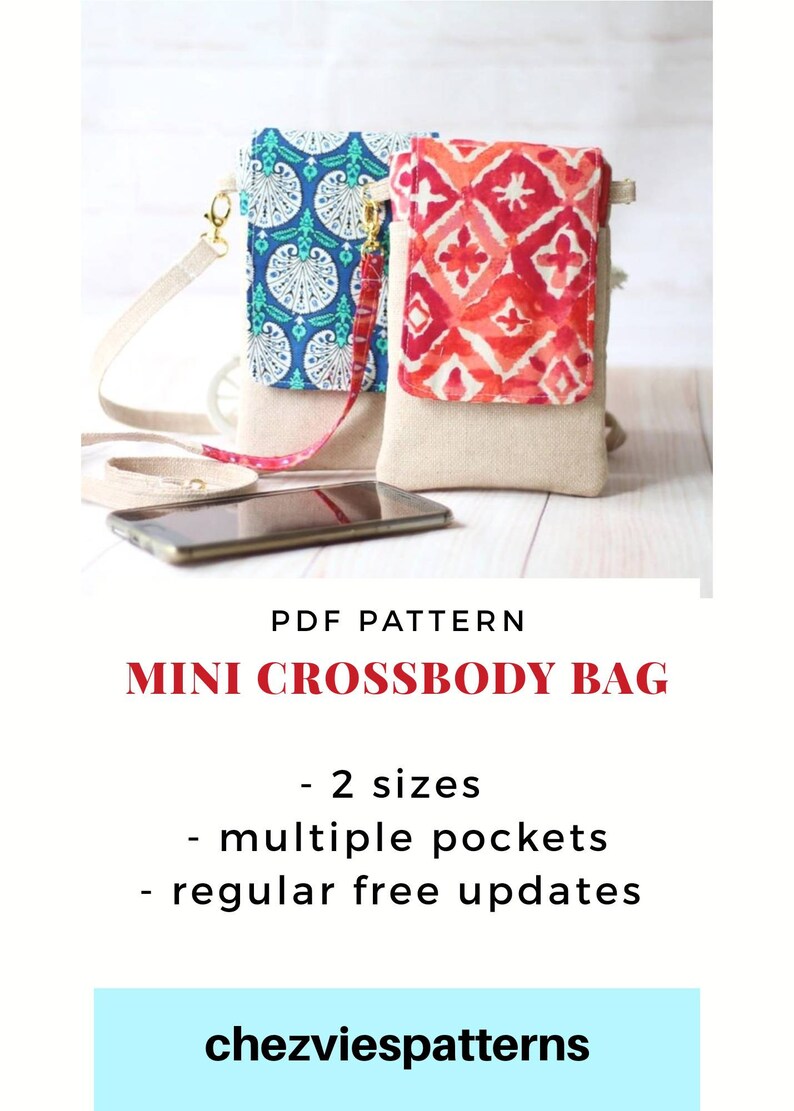 Pdf Pattern Small Crossbody Phone Bag Cross Body Iphone Etsy