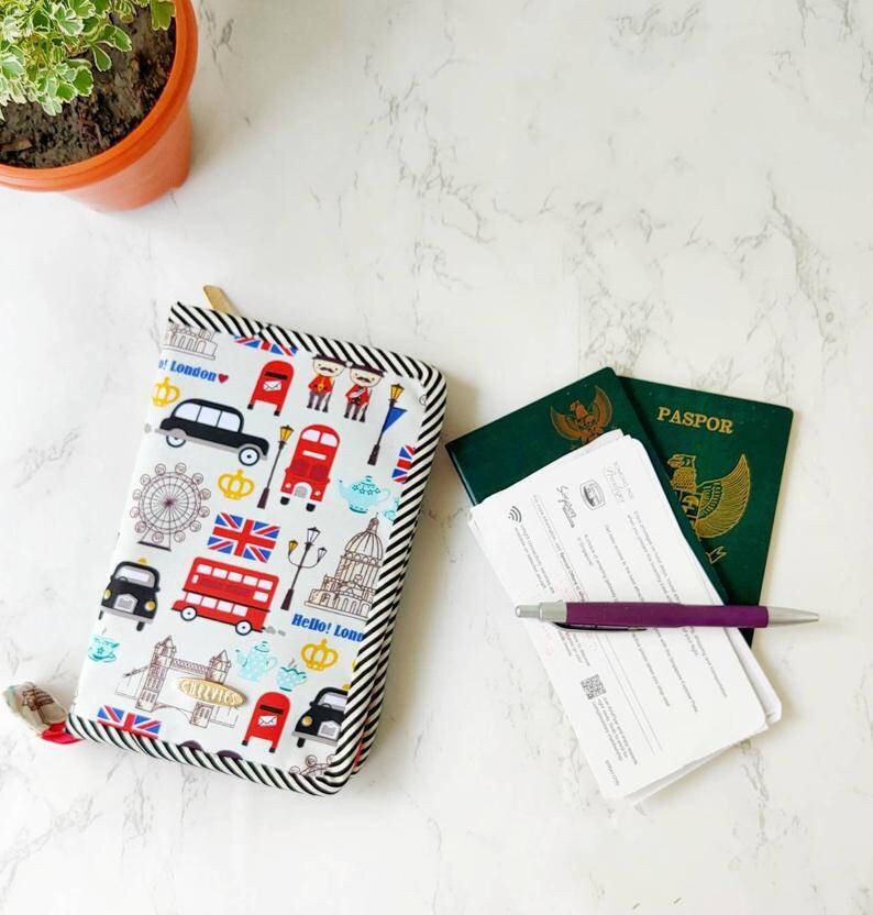 Passport Wallet Pattern Dual Passport Holder With Card Slot Etsy