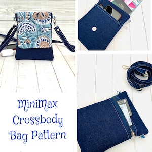 MiniMax Small Crossbody Phone Bag Pattern with 3 sizes templates and video tutorials, Cross Body Bag, Small Sling Bag, Shoulder Bag Pattern image 9