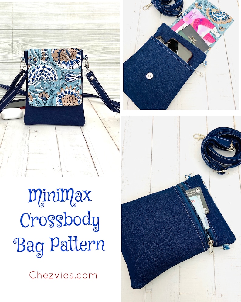 MiniMax Small Crossbody Phone Bag Pattern with 3 sizes templates and video tutorials, Cross Body Bag, Small Sling Bag, Shoulder Bag Pattern image 9