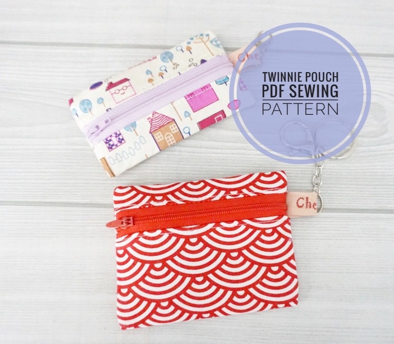 Twinnie Pouch Mini Keychain Wallet Sewing Pattern, Coin Change Purse Pattern, Small Wallet Tutorial, Full Scale Templates, Video Tutorial image 3