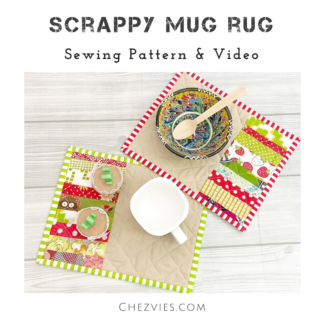 Free Rug Sewing Patterns Scrappy Mug Rug Sewing Pattern: Beginner Quilted Tutorial (digital ...