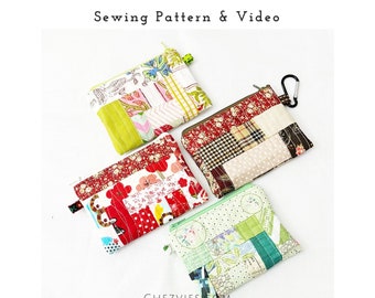 Scrappy Mini Purse Pdf Pattern, Coin Pouch Pattern with Full Templates and Video Tutorial