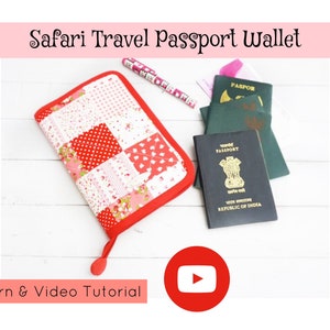 Safari Passport Holder Sewing Pattern with Templates and Video Tutorial, Passport Wallet Pattern, Travel Passport Cover Pdf Patterns image 3