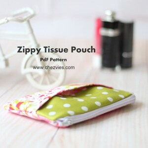 Small Zippered Tissue Pouch Sewing Pattern With Full Templates and Video Tutorial, Small Zipper Wallet Pdf, Tissue Holder Pattern image 4