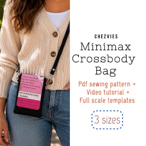 MiniMax Crossbody Phone Bag Sewing Pattern: 3 Sizes, Video Tutorial (PDF Pattern) image 1