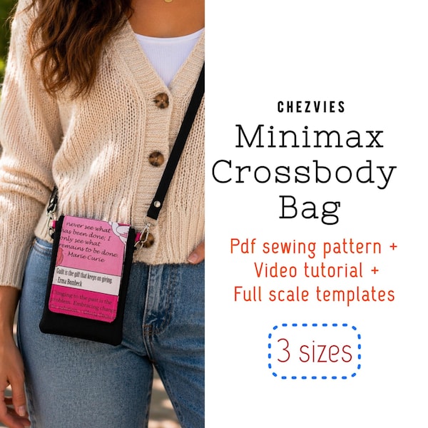 MiniMax Crossbody Phone Bag Sewing Pattern: 3 Sizes, Video Tutorial (PDF Pattern)