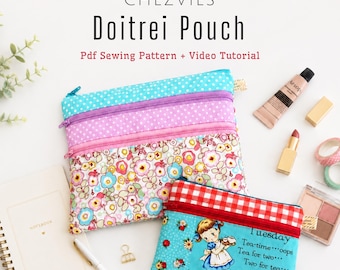 Double & Triple Zipper Pouch Sewing Pattern: Easy Beginner Wallet (PDF Pattern)