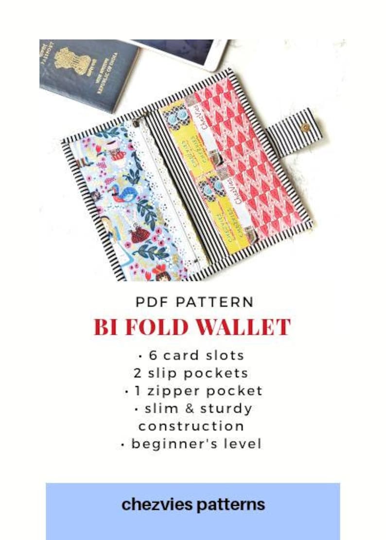Classic Bifold Wallet Pdf Sewing Pattern Cardholder Wallet Etsy