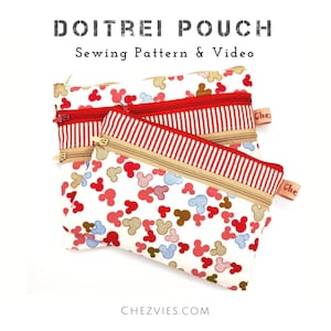 Easy Double and Triple Zipper Wallet Pdf Sewing Pattern, Zippered EDC Pouch Pattern, Small Purse, Small Zipper Bag Pattern, Beginner Sewing image 1