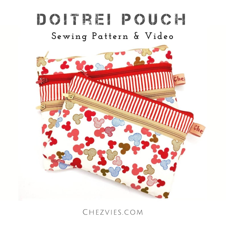 Easy Double and Triple Zipper Wallet Pdf Sewing Pattern, Zippered EDC Pouch Pattern, Small Purse, Small Zipper Bag Pattern, Beginner Sewing image 1