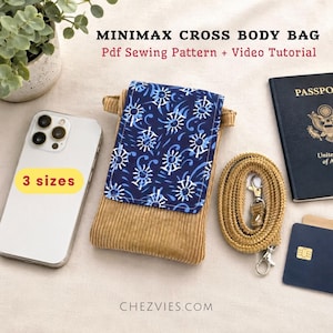 Minimax Crossbody Phone Bag Sewing Pattern: 3 Sizes, Video Tutorial ...
