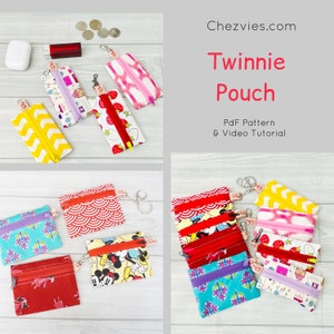 Twinnie Pouch Mini Keychain Wallet Sewing Pattern, Coin Change Purse Pattern, Small Wallet Tutorial, Full Scale Templates, Video Tutorial image 2