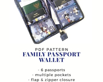 ファミリーパスポートホルダーのPDFパターン：ビデオチュートリアル付きトラベルウォレット