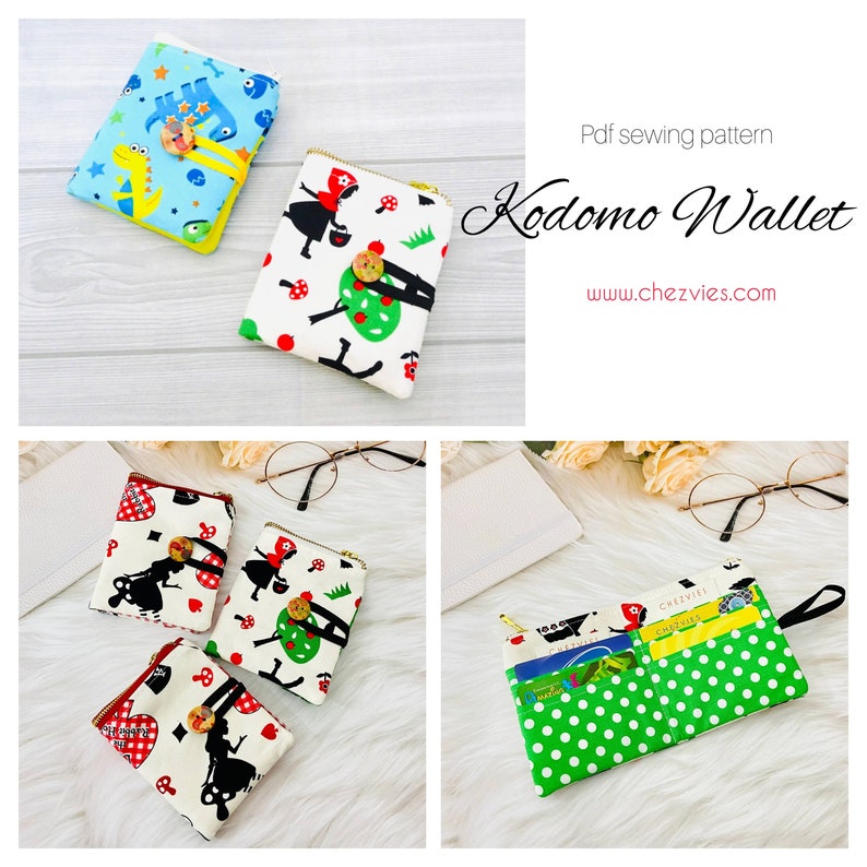 Kodomo Wallet Pdf Sewing Pattern with Video Tutorial, Fabric Wallet Pattern for Beginners with Full Templates image 4