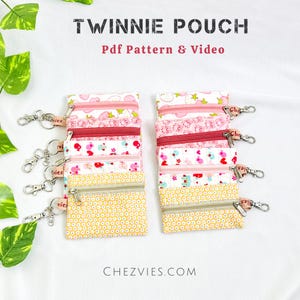 Twinnie Pouch Mini Keychain Wallet Sewing Pattern, Coin Change Purse Pattern, Small Wallet Tutorial, Full Scale Templates, Video Tutorial