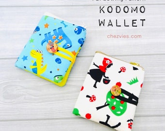 Kodomo Kids Wallet Pdf Sewing Pattern, Wallet Pattern for Beginners with Full Templates and Video Tutorial