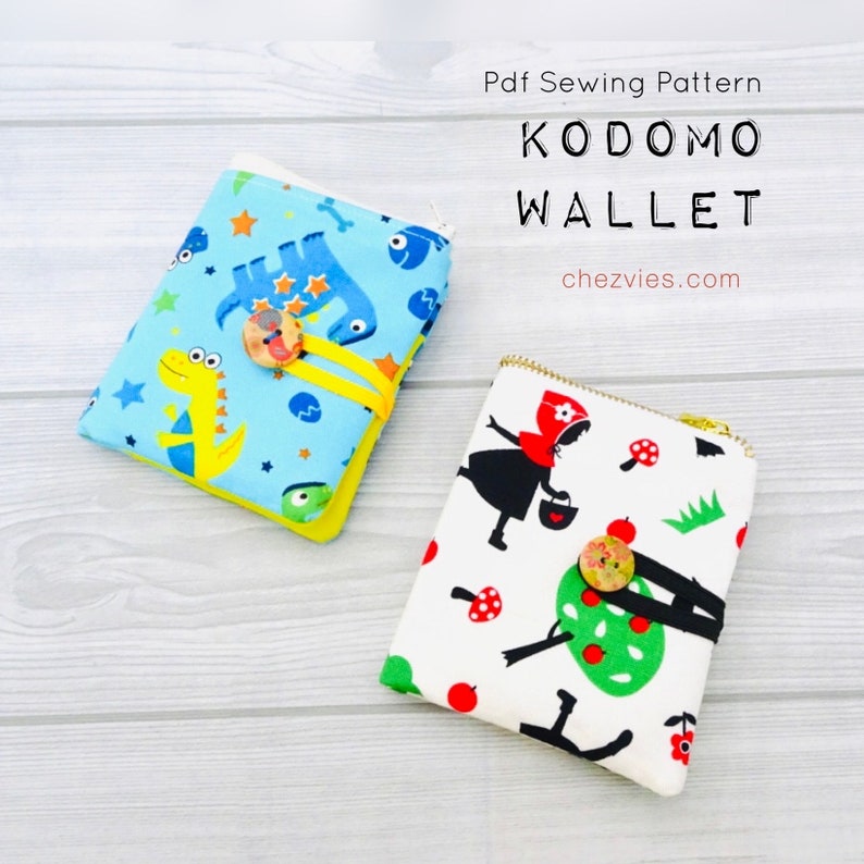 Kodomo Wallet Pdf Sewing Pattern with Video Tutorial, Fabric Wallet Pattern for Beginners with Full Templates image 2