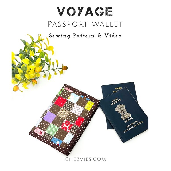 Voyage Small Passport Wallet for 4 Pdf  Pattern with Full Templates and Video Tutorial, Beginners Wallet Pattern, Passport Holder Pattern