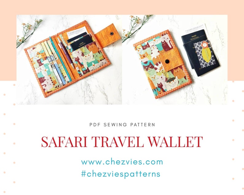 Safari Passport Holder Sewing Pattern with Templates and Video Tutorial, Passport Wallet Pattern, Travel Passport Cover Pdf Patterns image 5